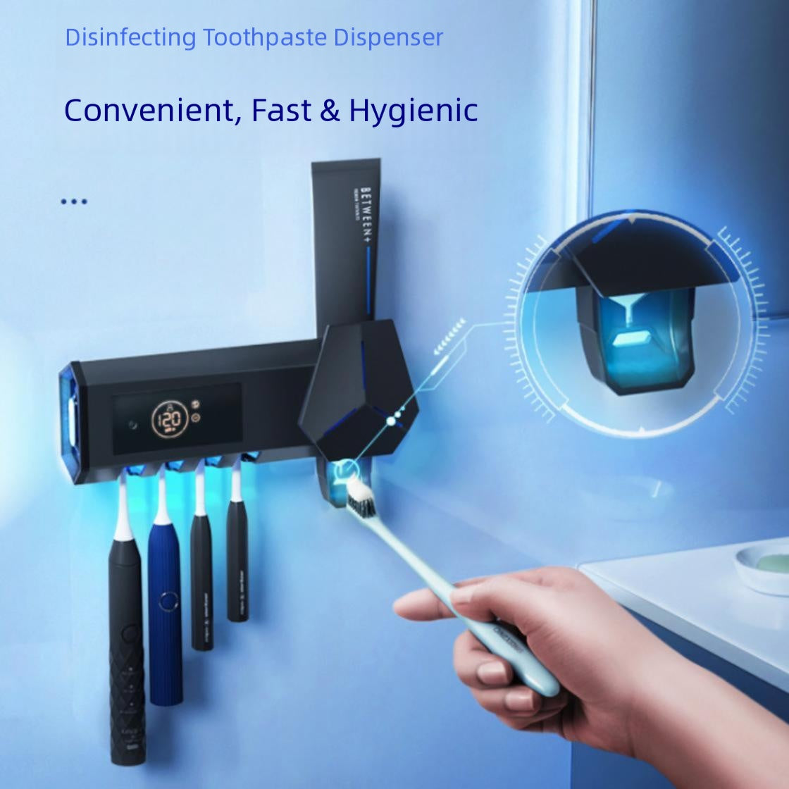 White UV Toothbrush Sanitizer & Holder Automatic Wall-Mounted Toothbrush Cleaner Bathroom Hygiene Storage