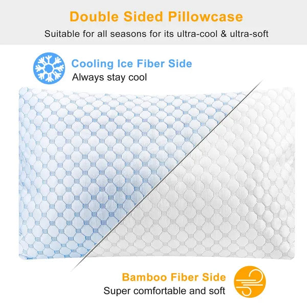 Cooling Memory Foam Bed Pillow Gel Infused Ventilated Breathable Heat Reducing Sleep Pillow Machine Washable