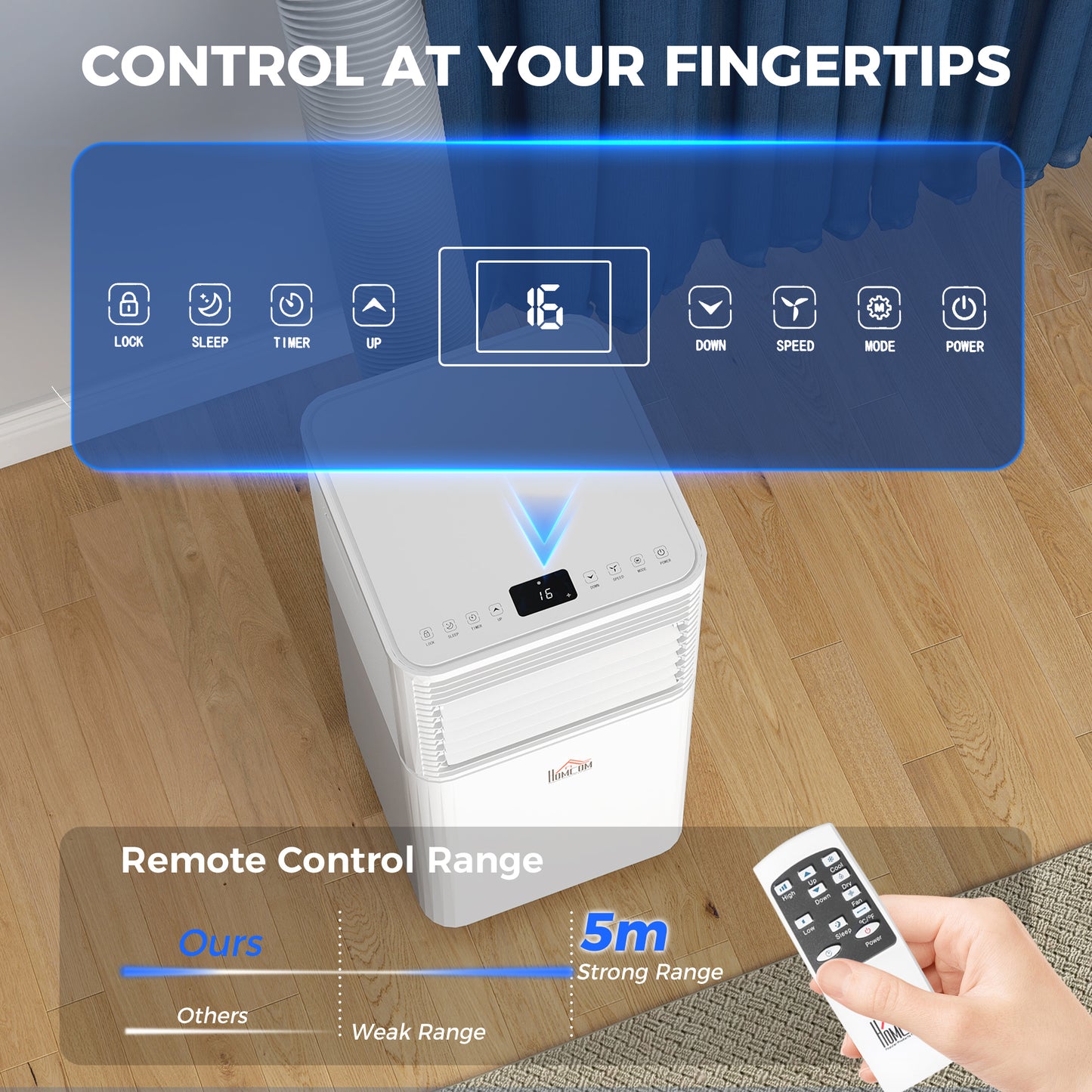 10000 BTU Portable Air Conditioner with Remote Control Cooling & Dehumidifying 24H Timer LED Display White
