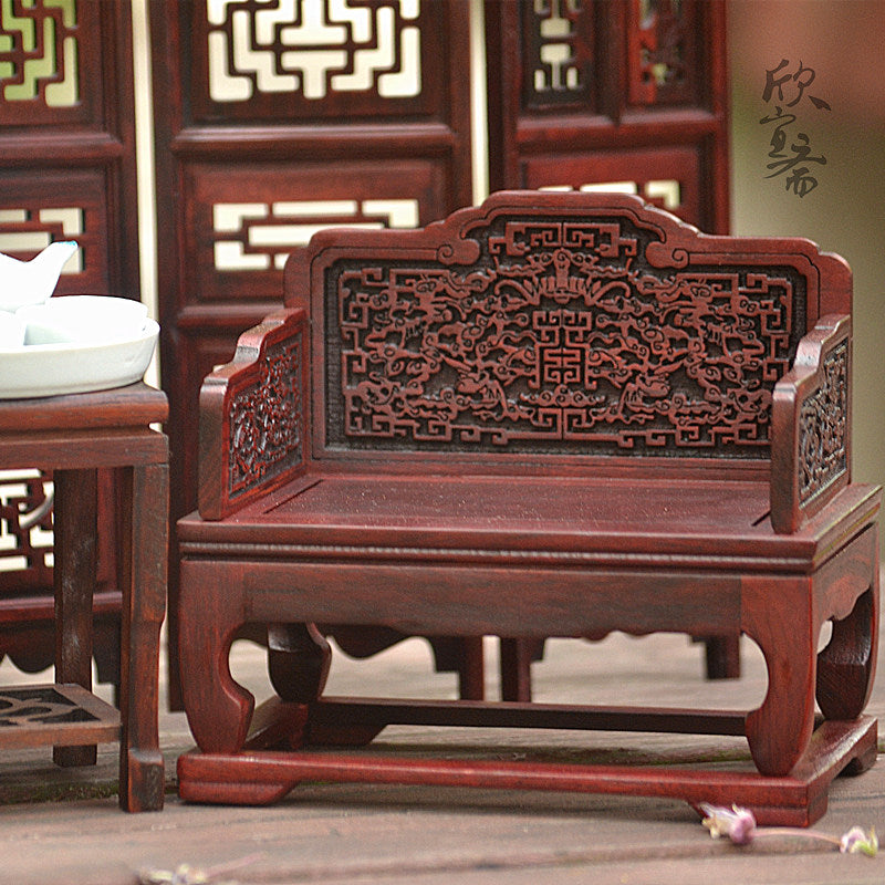Red Rosewood Miniature Furniture Model Handmade Decorative Dollhouse Furniture Set Collectible Home Decor