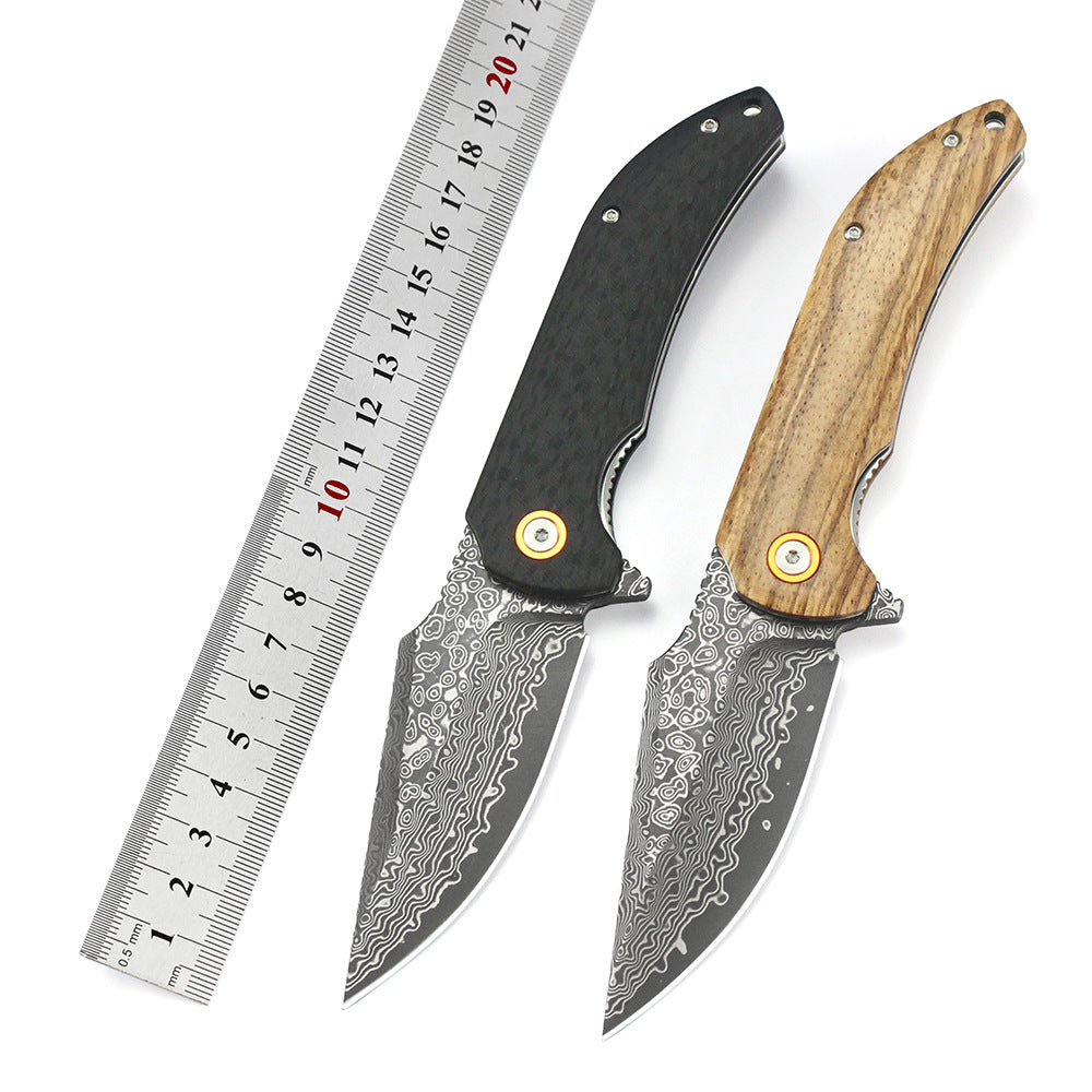 Mashige Steel Folding Knife – Outdoor Pocket Knife with Zebra Wood Handle