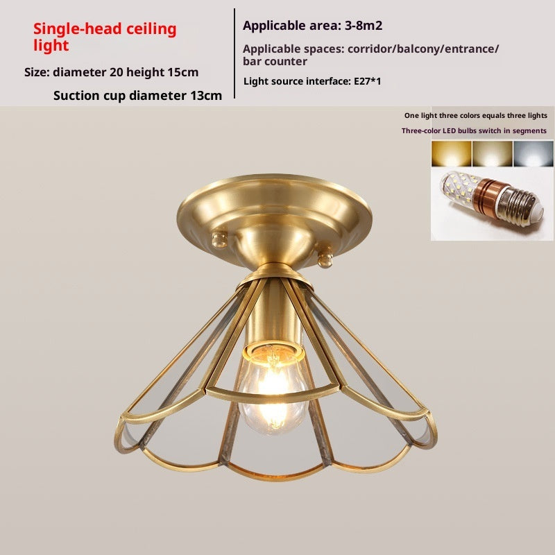 Minimalist Pure Copper Ceiling Lamp Creative Modern Ceiling Light Fixture Living Room Bedroom Decor