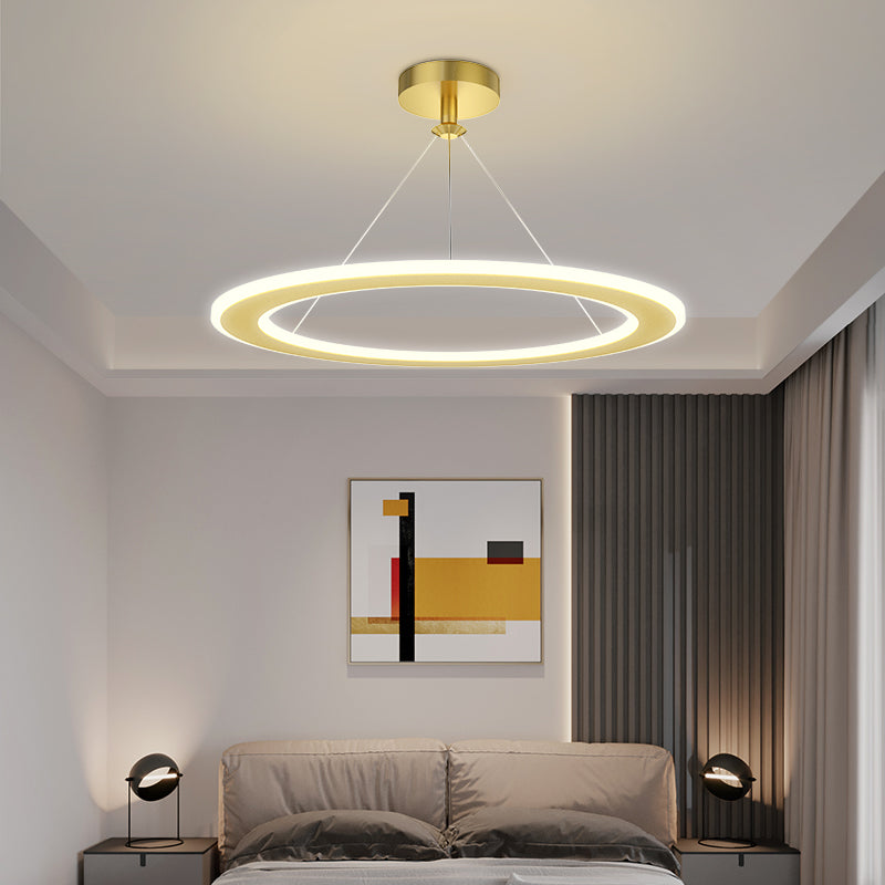 Simple Modern Circular Chandelier – Bedroom & Study Ceiling Light
