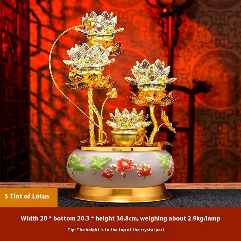 Colorful Crystal Lotus Buddha Hand Plug-in Lamp for Worship & Meditation