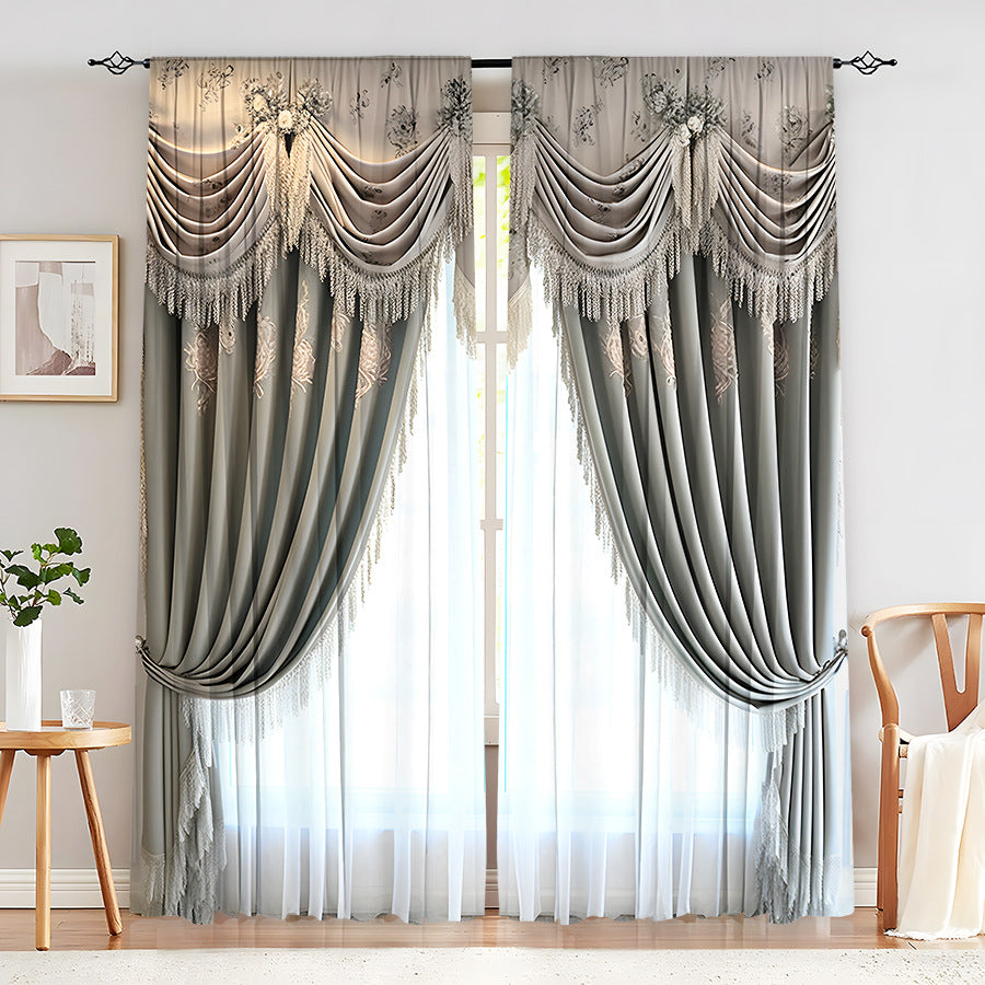 Creative Home European Flower Character Curtains Decorative Window Drapes for Living Room Bedroom Home Decor