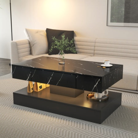 6.93 Inch LED Coffee Table Modern Living Room Furniture Large Coffee Table with LED Lights Contemporary Design