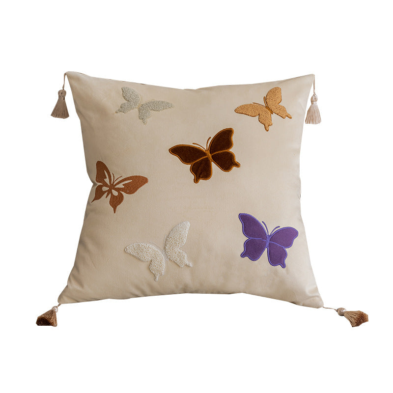 Luxury Butterfly Embroidered Cushion Cover Decorative Sofa Pillow Cover for Living Room Home Decor
