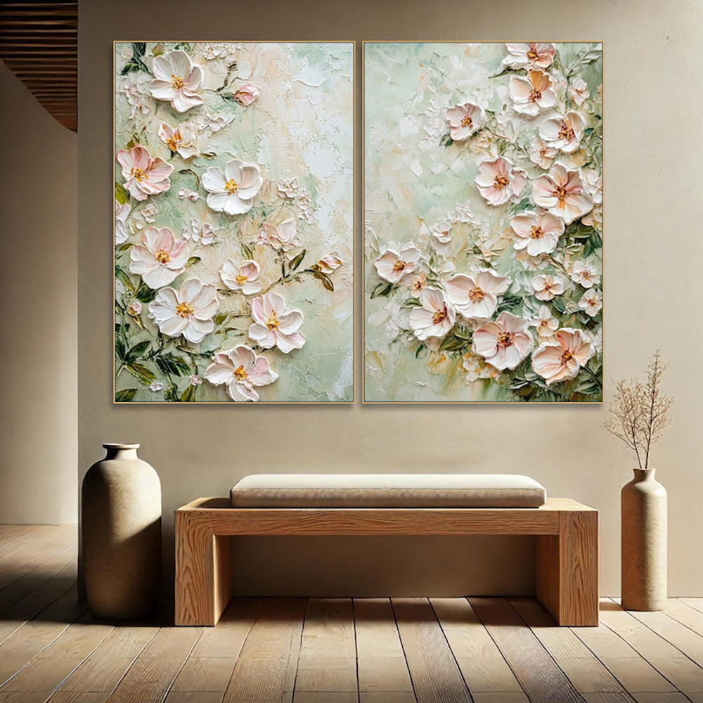 Handmade 3D Texture Flower Oil Painting on Canvas Modern Abstract Wall Art for Home Room Decor Frameless Unstretched