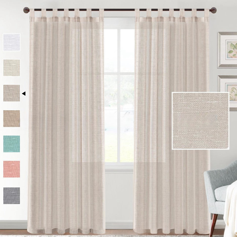 Linen Yarn Sheer Curtain Transparent Window Screen Light Filtering Drapes for Living Room Bedroom