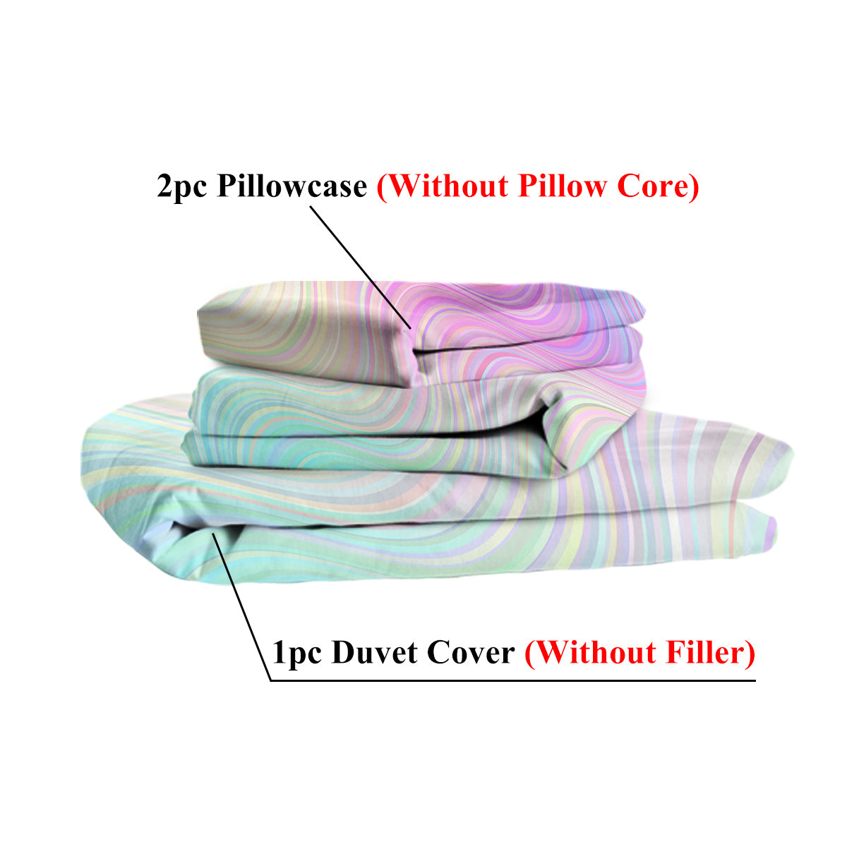 Girly Rainbow Glitter Ombre Duvet Cover Bedding Set 3 Pcs Chic Pastel Purple Blue Green Sparkle Quilt Cover Set with 2 Pillow Shams