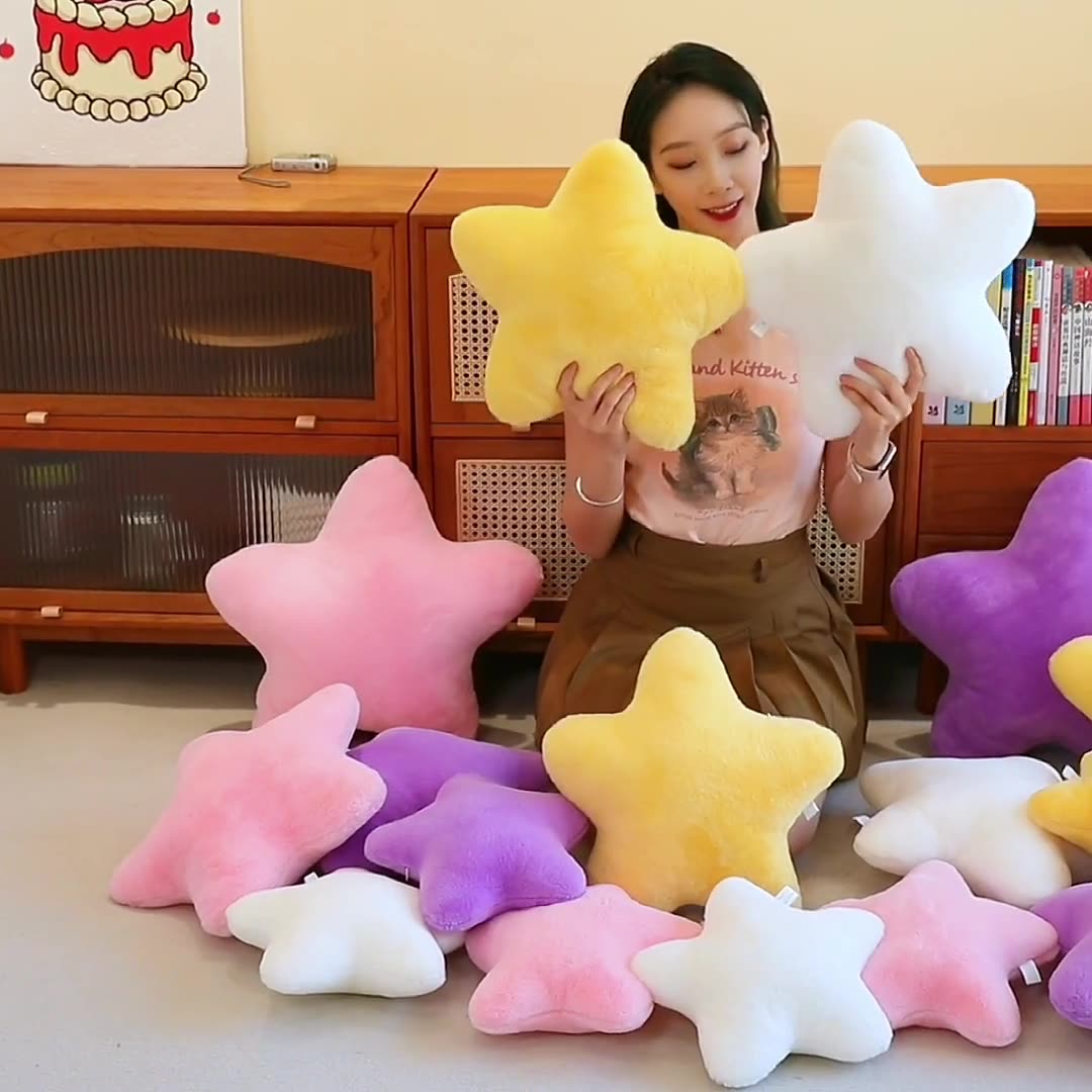 Star Shaped Decorative Throw Pillow 15 Inch Plush Faux Rabbit Fur Cushion for Bed Sofa Bedroom Living Room Floor Decor