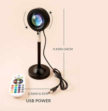 Rechargeable Rainbow Sunset Projection Lamp Atmosphere LED Night Light for Bedroom Home Decor