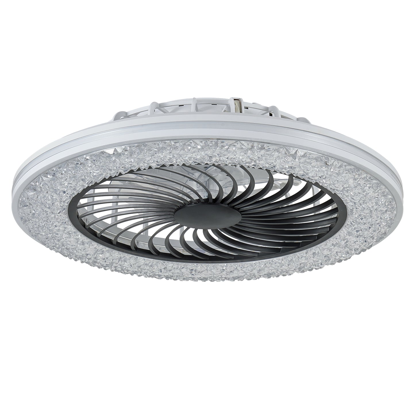 23 Inch RGB LED Enclosed Ceiling Fan Light Bladeless Low Profile Modern Ceiling Fan for Living Room Bedroom