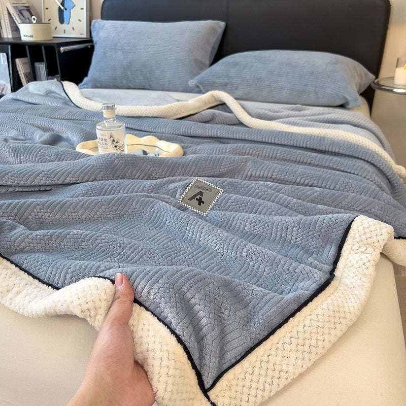 Maternal and Child Grade Knitted Blanket Milk Velvet Coral Fleece Air Conditioning Blanket Soft Warm Throw for Home Use