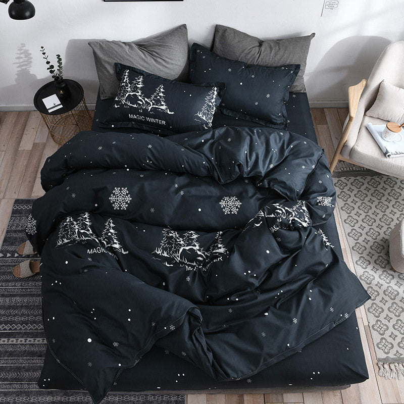 4 Piece Bedding Set Duvet Cover Quilt Bed Sheets Pillowcases Soft Bedroom Bed Set