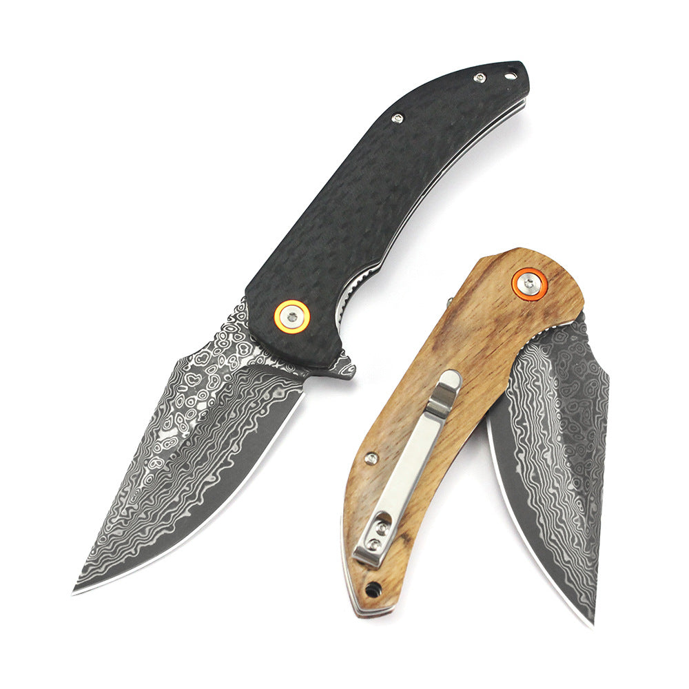 Mashige Steel Folding Knife – Outdoor Pocket Knife with Zebra Wood Handle