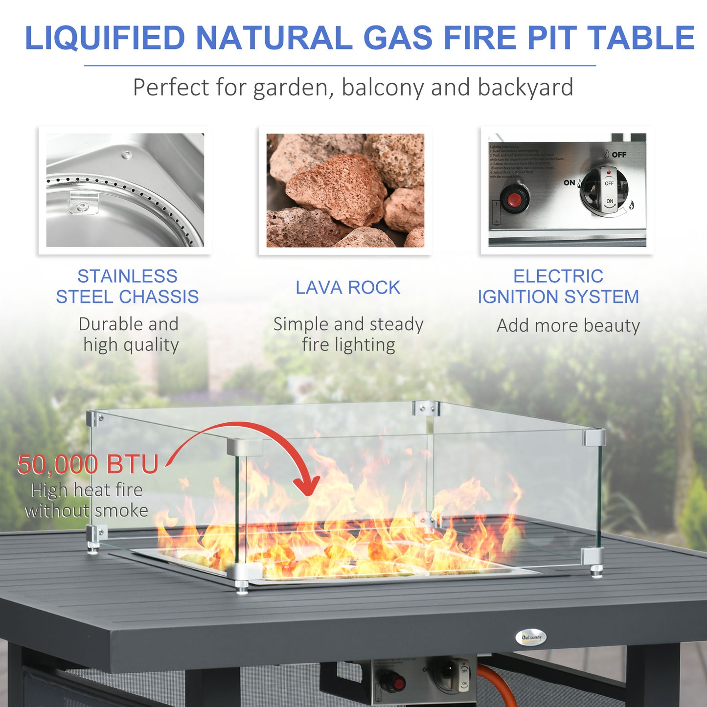 6-Piece Aluminum Garden Furniture Set with Fire Pit Table Outdoor Patio Sofa Dining Set with Cushions Grey