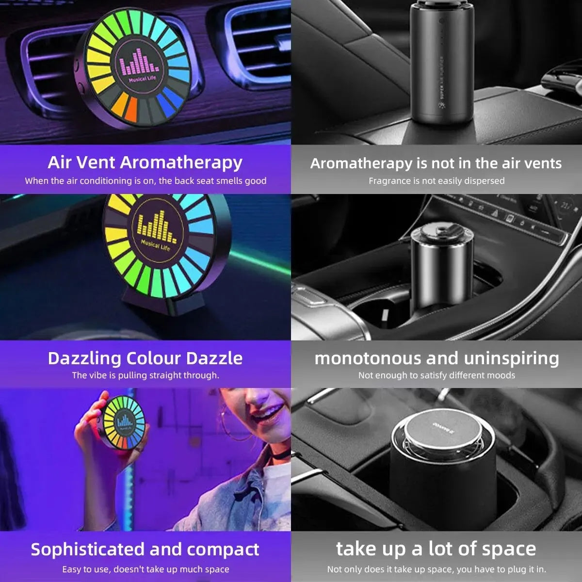 LED Music Sound Control Rhythm Light RGB Car Ambient Strip Adjustable Automotive Interior Light for Car and Party Decor