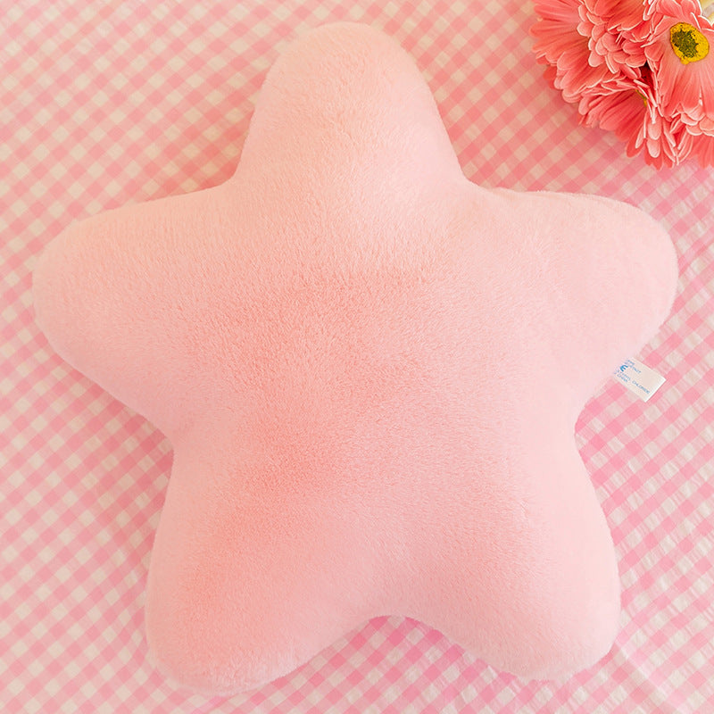 Star Shaped Decorative Throw Pillow 15 Inch Plush Faux Rabbit Fur Cushion for Bed Sofa Bedroom Living Room Floor Decor