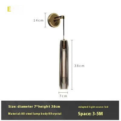 Luxury Copper Crystal Wall Lamp – Modern Wall Light for Living Room, Bedroom & Aisle