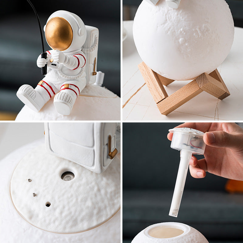 Astronaut Figurine Humidifier Resin Space Man Mini Night Light Cold Fog Air Diffuser Home Decoration Accessories