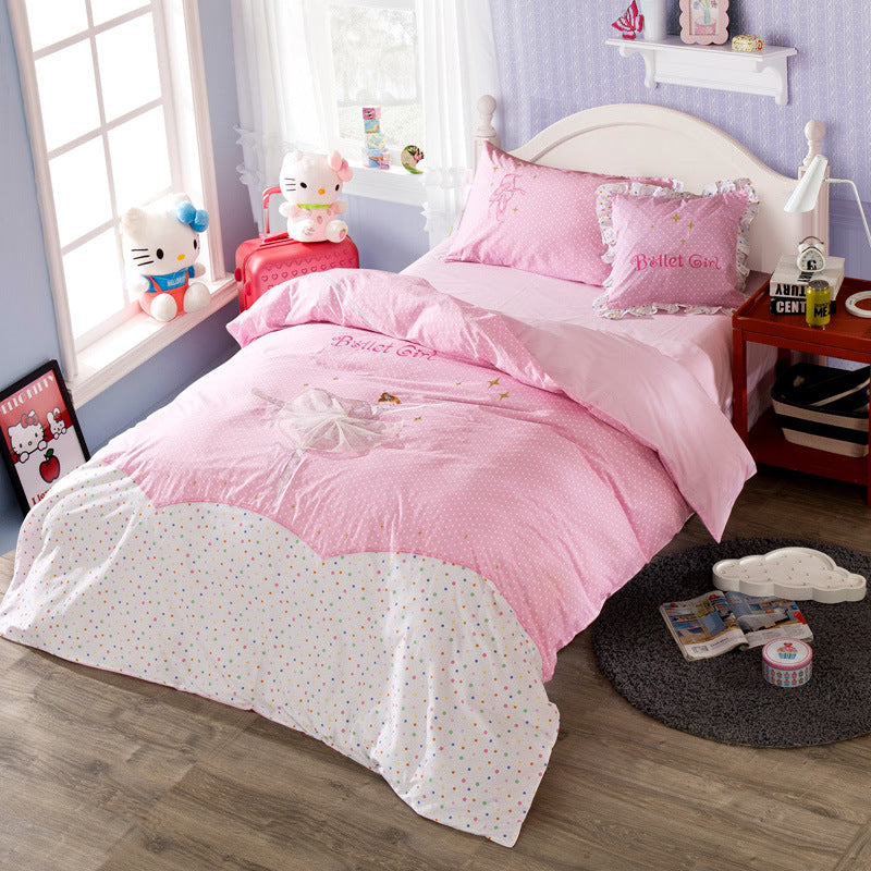 4-Piece Children’s Bedding Set Soft Comforter Sheets Pillowcases Kids Bed Set Cartoon Bedroom Decor