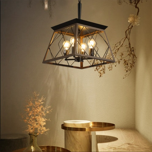 Farmhouse 4-Light Vintage Chandelier – Antique Style Ceiling Lamp (Bulbs Not Included)