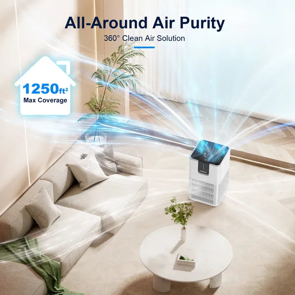 MOOKA Air Purifier for Large Room up to 1250 Ft² H13 HEPA Cleaner for Pets Dust Smoke Odor with Quiet Sleep Mode