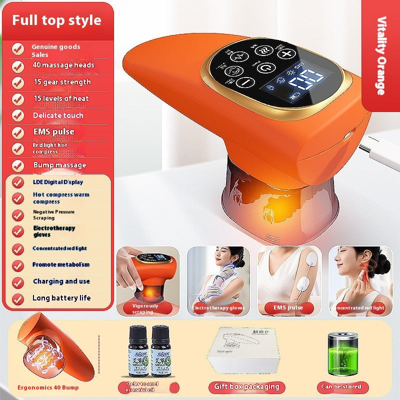 Electric EMS Cupping Device Microcurrent Vacuum Hot Compress Scraping Therapy Negative Pressure Massage Tool