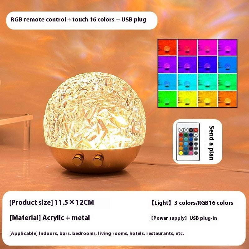 Water Ripple Projector Night Light Crystal Mood Lamp Sunset LED Bedside Decoration Aesthetic Home Bedroom Gift