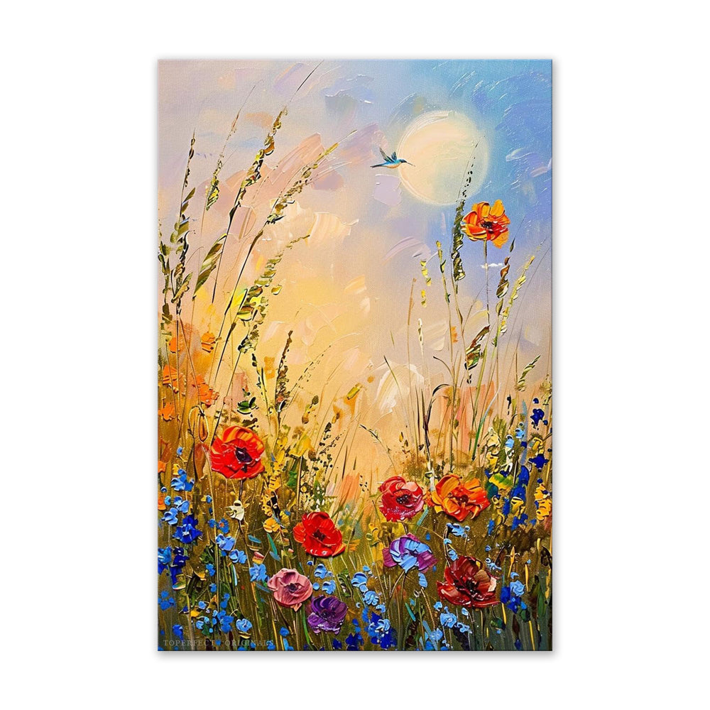 Handmade Abstract Flower Oil Painting – Canvas Wall Art for Living Room Home Decor (Frameless Unstretched Roll)