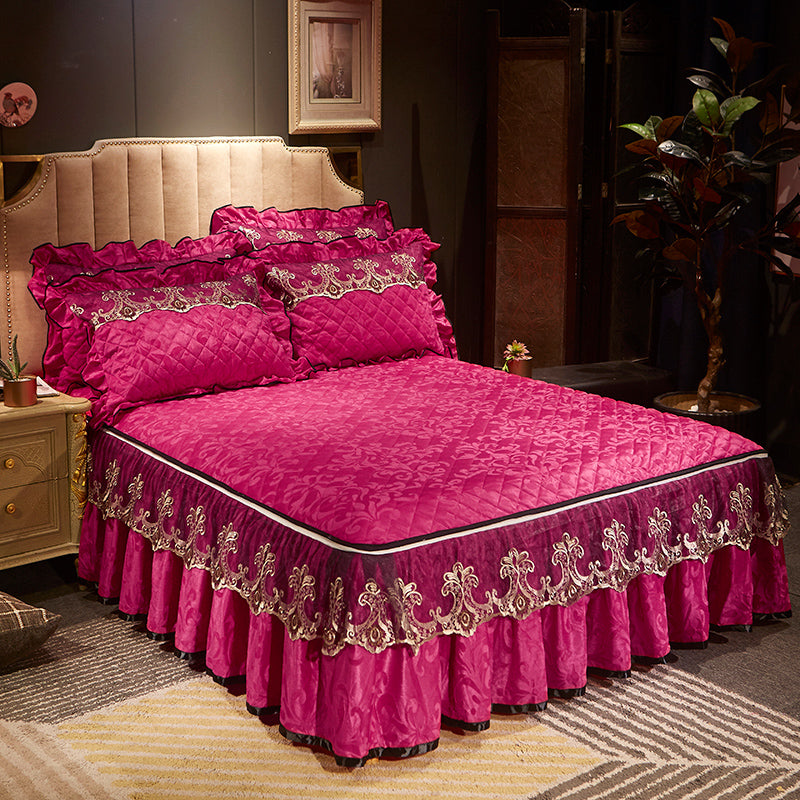 Detachable Skirt Style Non Slip Bed Cover Dustproof Fitted Mattress Protector with Bed Skirt