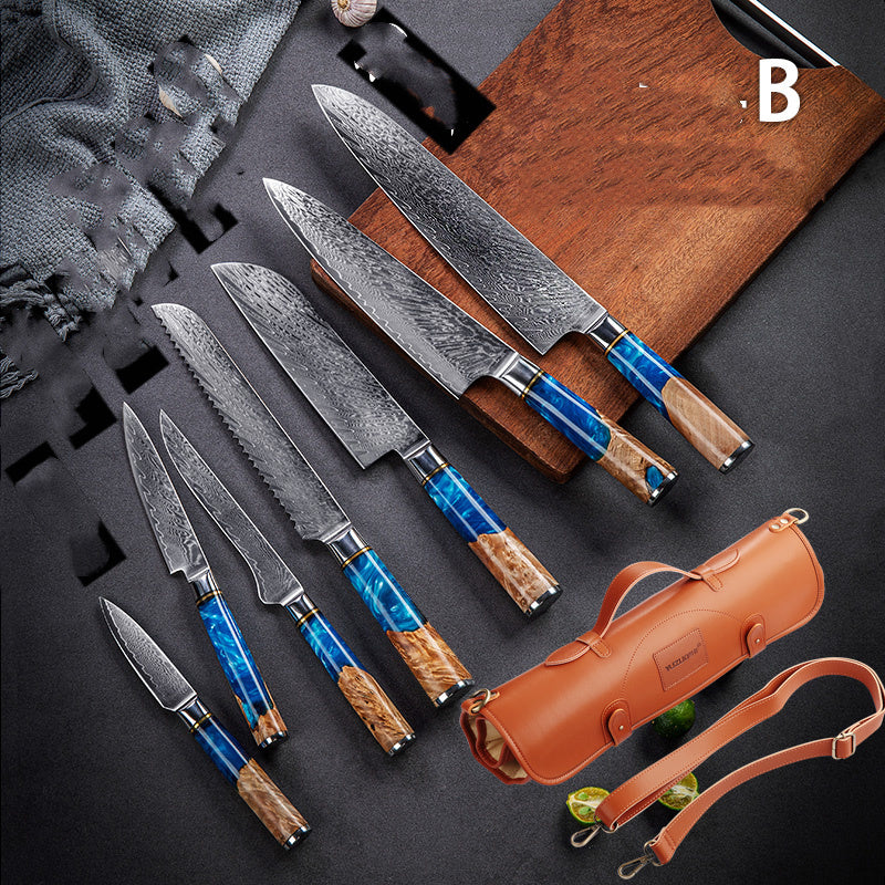 Damascus Steel Professional Kitchen Knife Set – Commercial Restaurant Chef Knives