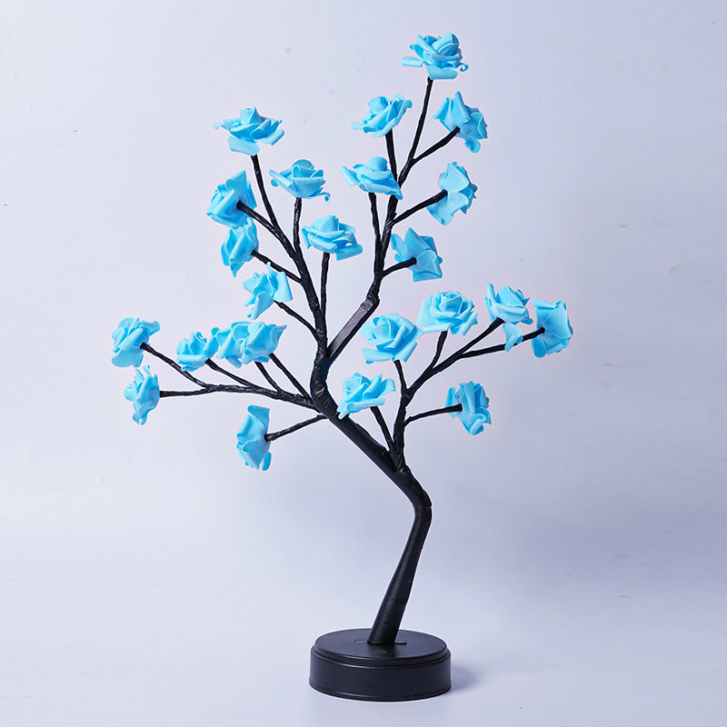Flower Tree Rose Table Lamp Fairy LED Desk Night Light USB Powered Romantic Wedding & Valentine Decoration Gift