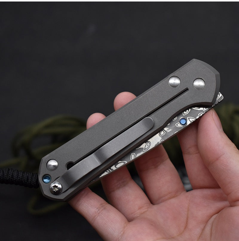 ashion Damascus Steel Folding Knife – Stylish Krriff Pocket Knife for Outdoor Use