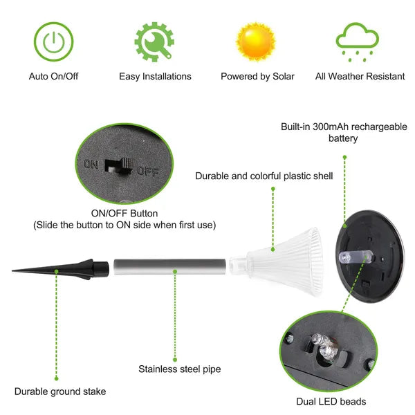 4-Pack Solar Garden Lights – Color Changing IP44 Waterproof Outdoor Pathway & Landscape Lamps