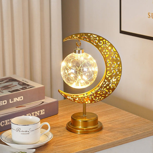 Creative Iron Moon LED Lamp – Modern Artistic Modeling Light