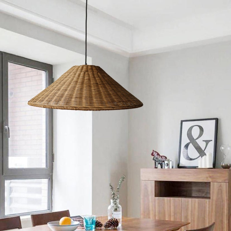 Bamboo Rattan Wabi-Sabi Pendant Light – Vintage Woven Ceiling Lamp