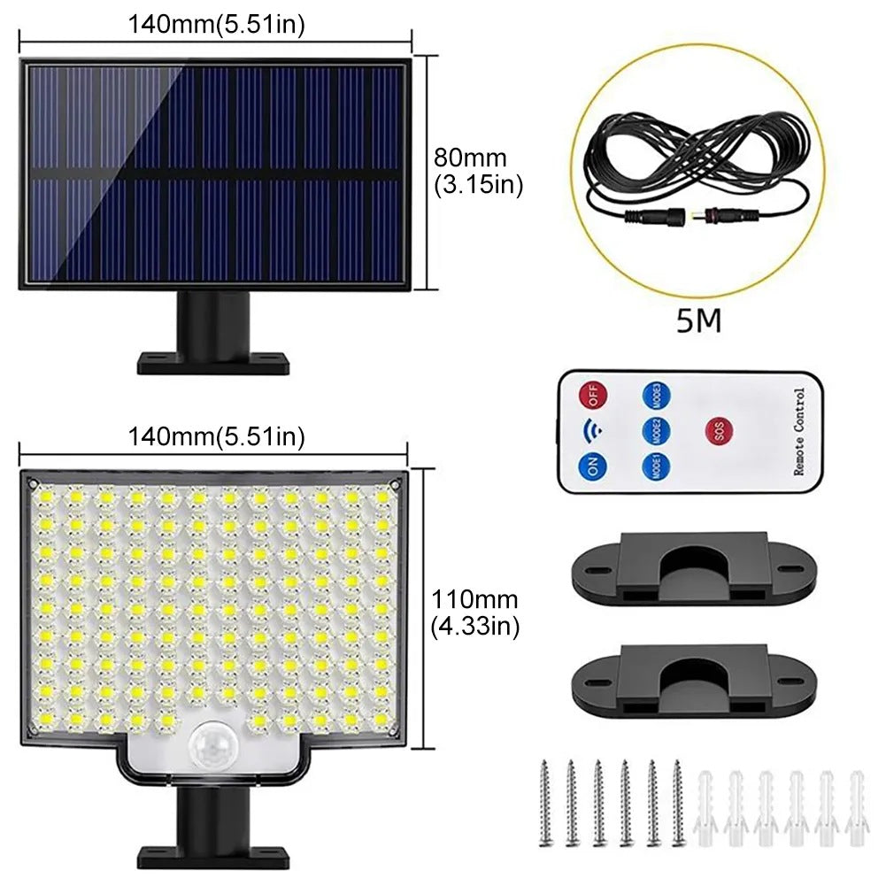 106 LED Solar Wall Light Outdoor Motion Sensor Lawn Garden Lamp Waterproof Security Lighting