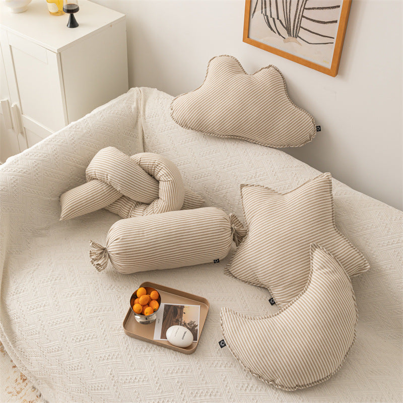 Cotton Linen Striped Cushion Throw Pillow for Sofa Home Decor