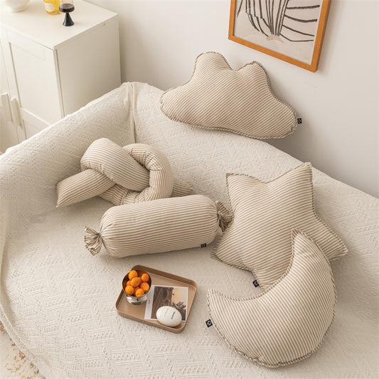 Cotton Linen Striped Cushion Throw Pillow for Sofa Home Decor