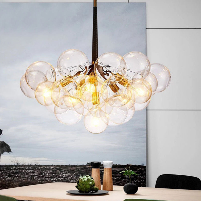 Nordic Modern Bubble Glass Pendant Light – Light Luxury Transparent Ball Chandelier