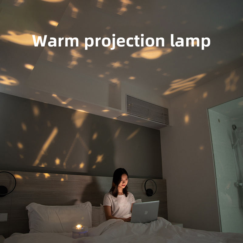 Projection Humidifier Portable Rechargeable Rotating Night Light Double Spray Mist Air Moisturizer for Bedroom
