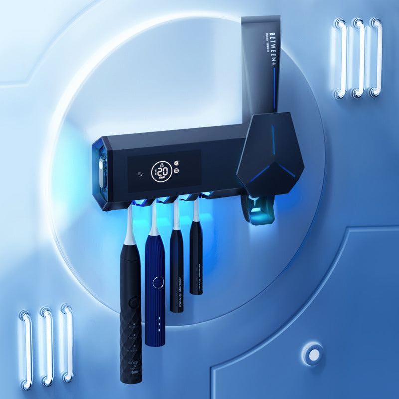 Smart UV Toothbrush Sterilizer – Wall-Mounted No-Drill Bathroom Shelf & Storage Holder