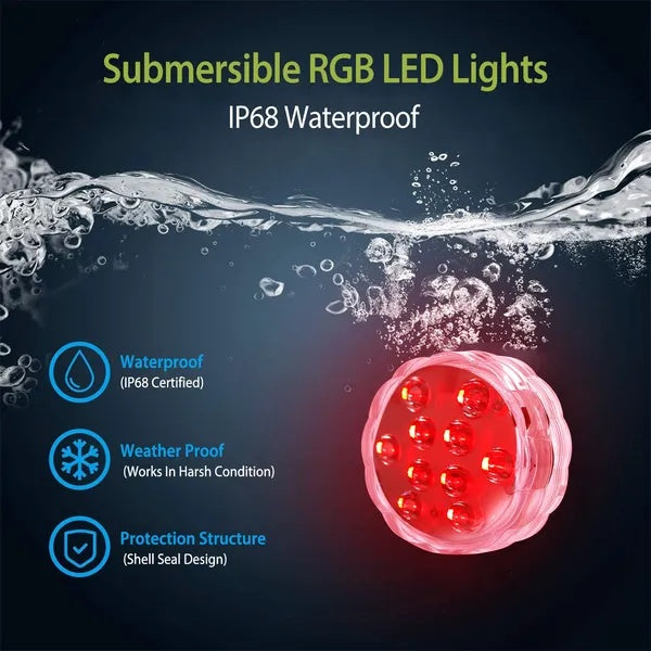 4Pcs Submersible RGB LED Lights IP68 Waterproof Underwater Color Changing Lamps with Remote Control