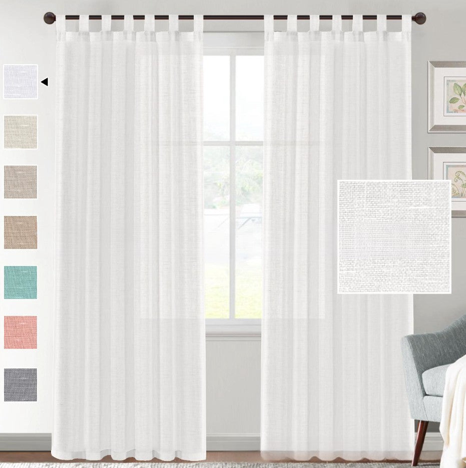 Linen Yarn Sheer Curtain Transparent Window Screen Light Filtering Drapes for Living Room Bedroom