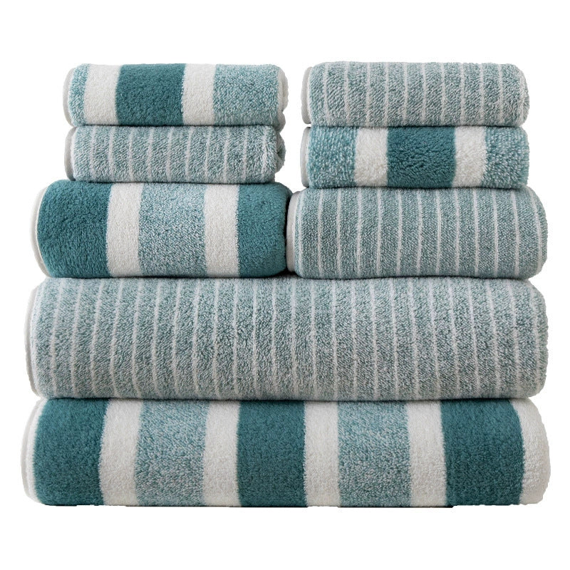 Coral Fleece Towel Set 8 Piece Double Sided Thick Soft Absorbent Face and Bath Towels