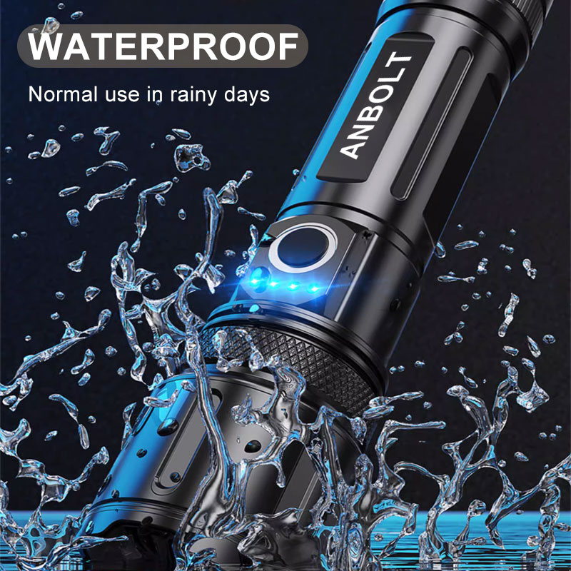 Super Bright USB-C Rechargeable LED Flashlight Zoom Long Range Waterproof High Power Torch Light