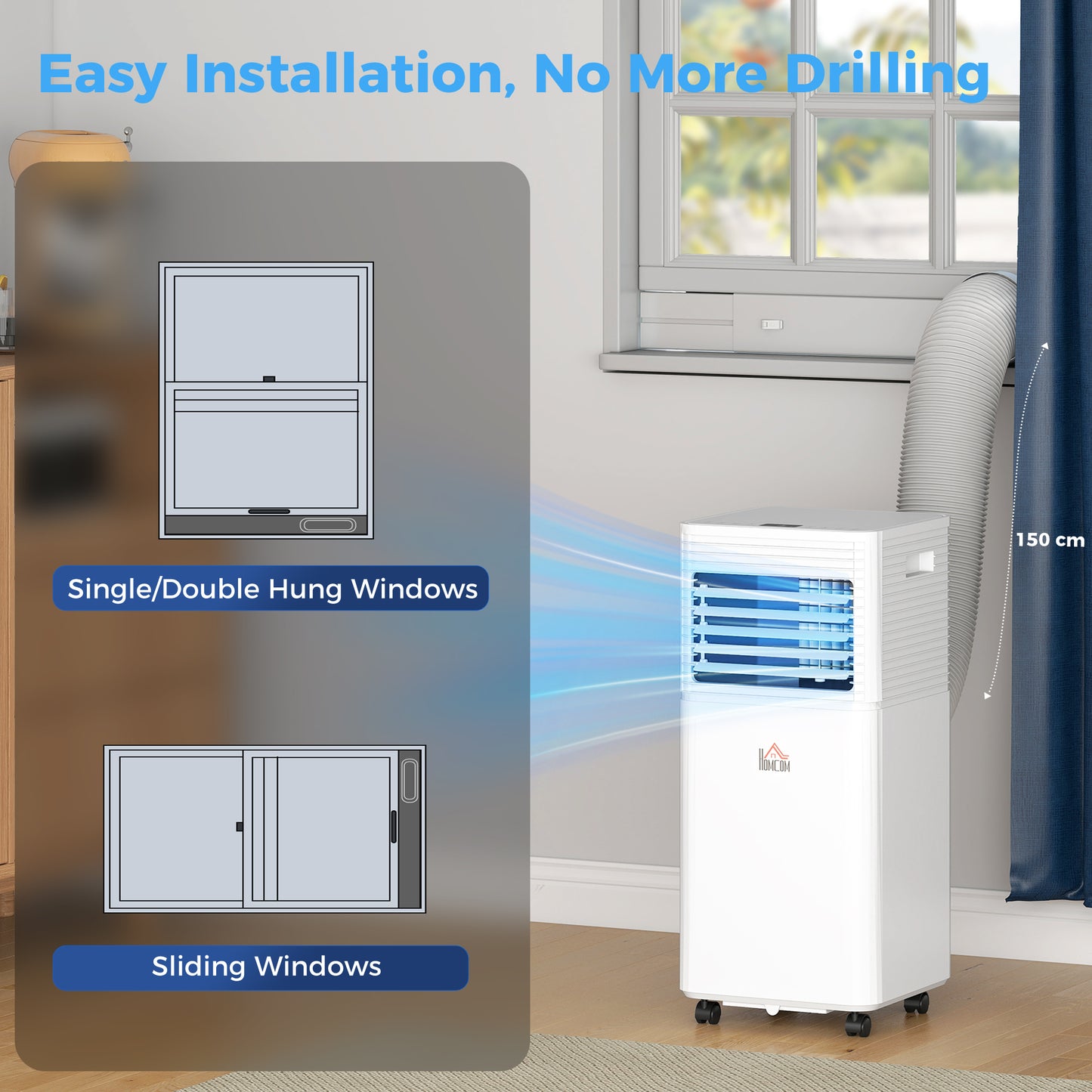 10000 BTU Portable Air Conditioner with Remote Control Cooling & Dehumidifying 24H Timer LED Display White