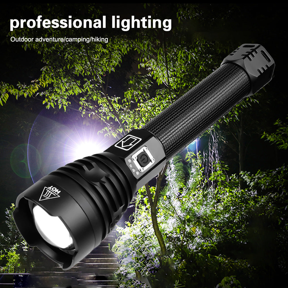 XHP90 LED Torch Lamp USB Rechargeable High Power Flashlight for Outdoor Camping and Emergency Use